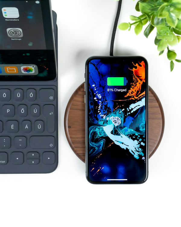 Smartphone on a wireless charging pad