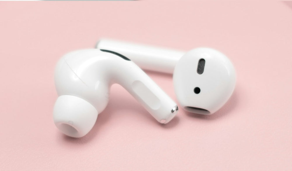 White wireless earbuds